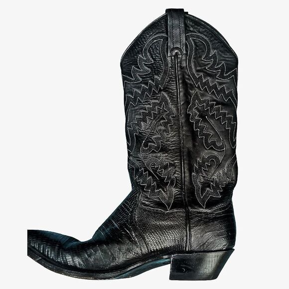 Women’s Panhandle Slim Vintage Black Leather Cowboy Boots Size 6B - Picture 2 of 8